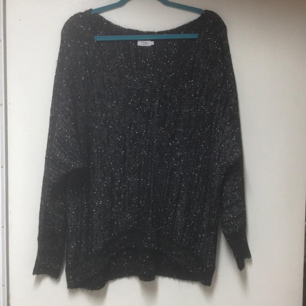 Chunky black cable knit sweater